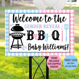 Baby Q Gender Reveal Sign, Barbeque Gender Reveal Welcome Sign, Baby-Q Welcome Sign, Pink Blue BBQ, Baby Q Sign, BBQ Gender Reveal