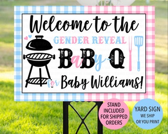 Baby Q Gender Reveal Sign, Barbeque Gender Reveal Welcome Sign, Baby-Q Welcome Sign, Pink Blue BBQ, Baby Q Sign, BBQ Gender Reveal