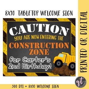 Construction Party Welcome Sign, Construction Birthday Sign, Construction Welcome Sign, Dumptruck Party Sign, Dumptruck Birthday Sign