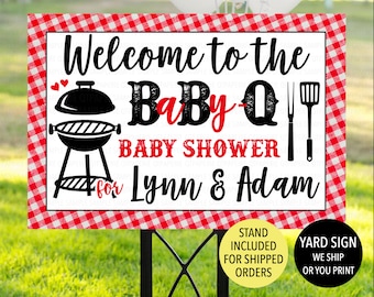 Baby Q Baby Shower Sign, Barbeque Baby Shower Yard Sign, Baby-Q Welcome Sign, Co Ed Baby Q Sign, Barbeque Welcome Sign, BBQ Baby Shower Sign