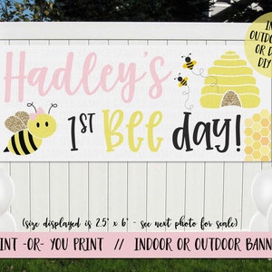 Bee Day Banner, Bee Birthday Decoration, Bee Birthday Banner, Bee Day Vinyl Banner, Printed Bee Birthday Backdrop, Bee Day Party Decor