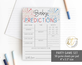 4th of July Gender Reveal Game, Fourth Of July Game, Baby Predictions, Firework Reveal Game, Red White Blue Baby Shower Game, Printed Game