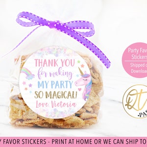 Unicorn Thank You Sticker, Unicorn Party Favor Sticker, Unicorn Birthday Decoration, Unicorn Sticker, Magical Birthday Sticker Thank You