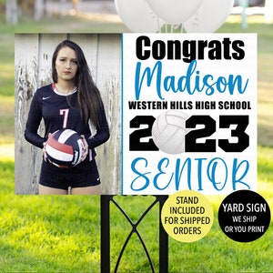 Senior Volleyball Yard Sign, High School Volleyball Sign, 2023 Volleyball Senior Sign, Volleyball Grad Sign, Printed Senior Photo Yard Sign