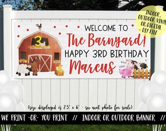 Farm Birthday Banner, Barnyard Banner, Farm Birthday Decoration, Farm Vinyl Banner, Printed Farm Birthday Backdrop, Farm Party Decor