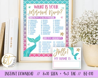 mermaid name tags etsy
