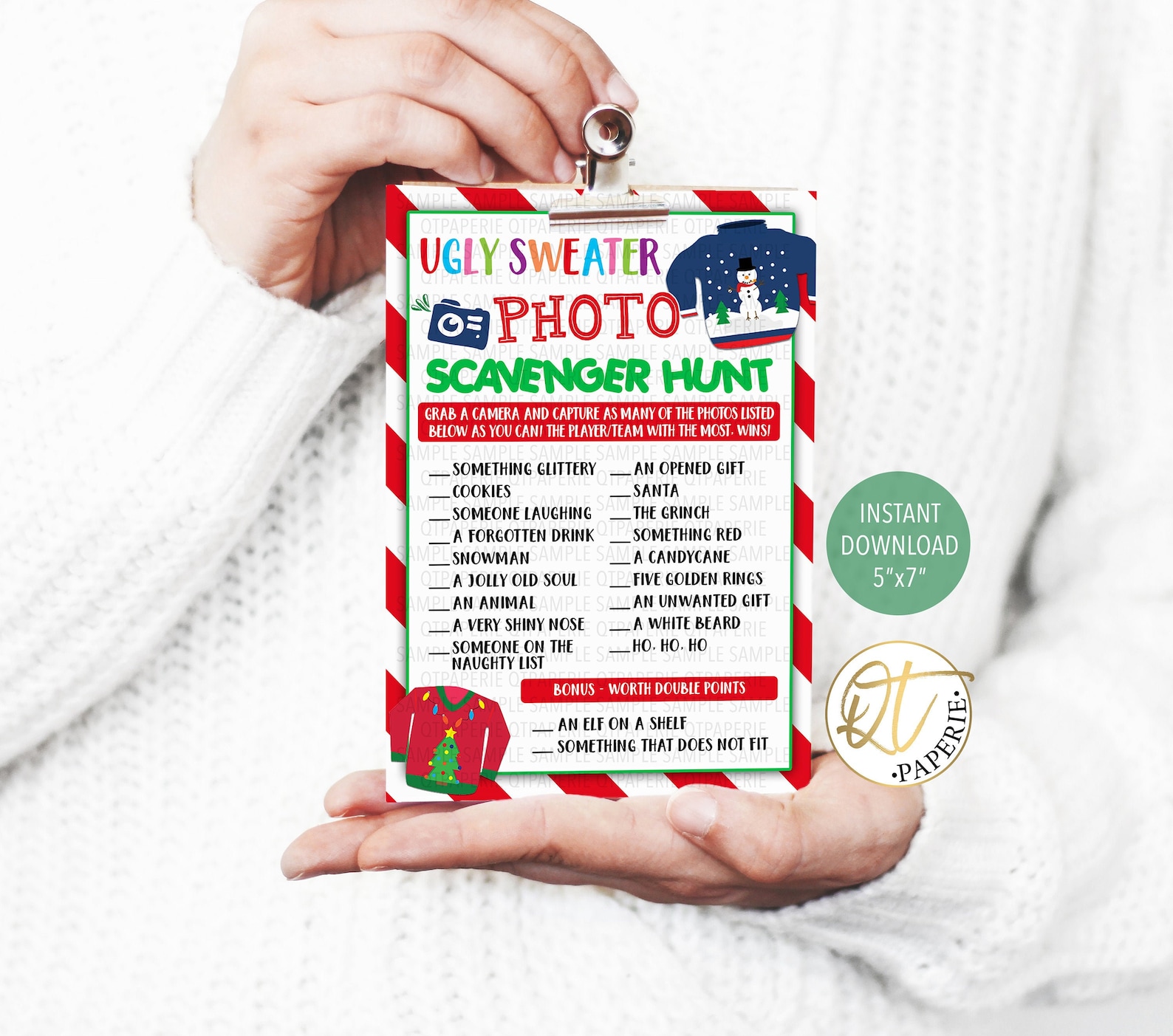 Ugly Sweater Party Game Christmas Photo Scavenger Hunt Game Etsy