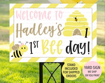 Bee Day Welcome Sign, Bee Birthday Sign, Bee Day Sign, Bee Welcome Sign, Bee Birthday Decoration, Bee Day Party Decoration, Bee Day Decor,