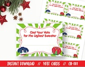 Ugly Sweater Vote Cards, Ugly Sweater Party Printable, Ugliest Sweater Voting Cards, Ugly Sweater Printable, Ugly Sweater Party Ideas