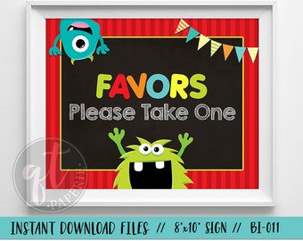 Monster Party Sign, Monster Favor Sign, Monster Birthday Sign, Monster Party Table Sign, Monster Table Top Sign, Monster 8x10 Sign