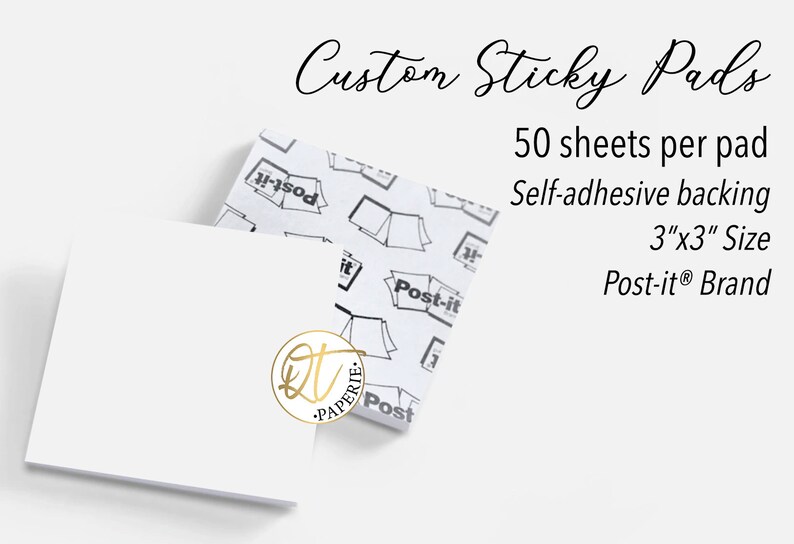 May include: A pack of 50 white Post-it&reg; Brand sticky notes with a self-adhesive backing. The notes are 3 inches by 3 inches and feature a repeating pattern of Post-it&reg; note icons.