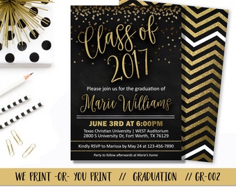 Graduation Invitation, Graduation Invite, Graduation Party Invitation, Gold Graduation Invitation, Confetti Graduation Invitation,