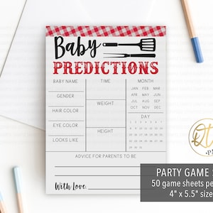 Baby Q Baby Shower Game, Baby Q Game, Baby Predictions Game, Barbeque Baby Shower Game Sheets, Printed Game, Baby-Q Gender Reveal Game