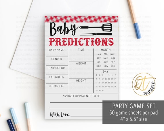 Baby Q Baby Shower Game, Baby Q Game, Baby Predictions Game, Barbeque Baby Shower Game Sheets, Printed Game, Baby-Q Gender Reveal Game