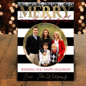 Family Photo Christmas Card, Christmas Family Card, Christmas Photo Card, Holiday Card, Xmas Card, Merry and Bright Card