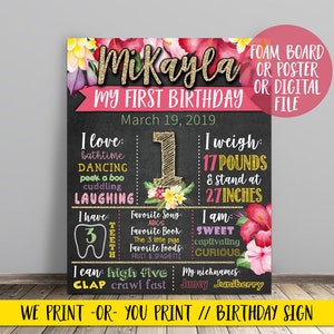 Tropical Birthday Chalkboard, Luau Birthday Chalkboard, Tropical Chalkboard, Tropical First Year Chalkboard, Luau Birthday Sign Chalkboard
