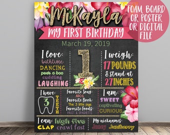 Tropical Birthday Chalkboard, Luau Birthday Chalkboard, Tropical Chalkboard, Tropical First Year Chalkboard, Luau Birthday Sign