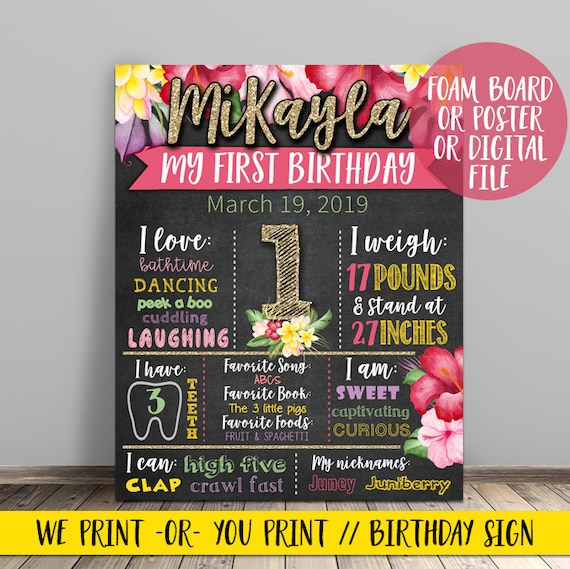 Tropical Birthday Chalkboard, Luau Birthday Chalkboard, Tropical Chalkboard, Tropical First Year Chalkboard, Luau Birthday Sign