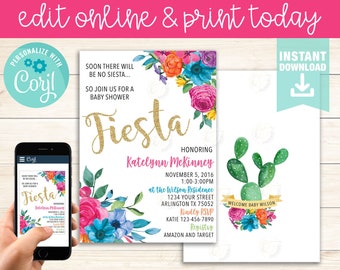 Fiesta Baby Shower Invite, Editable Fiesta Baby Shower Invitation, Fiesta Invitation, Mexican Baby Shower, Fiesta Shower, Instant Download