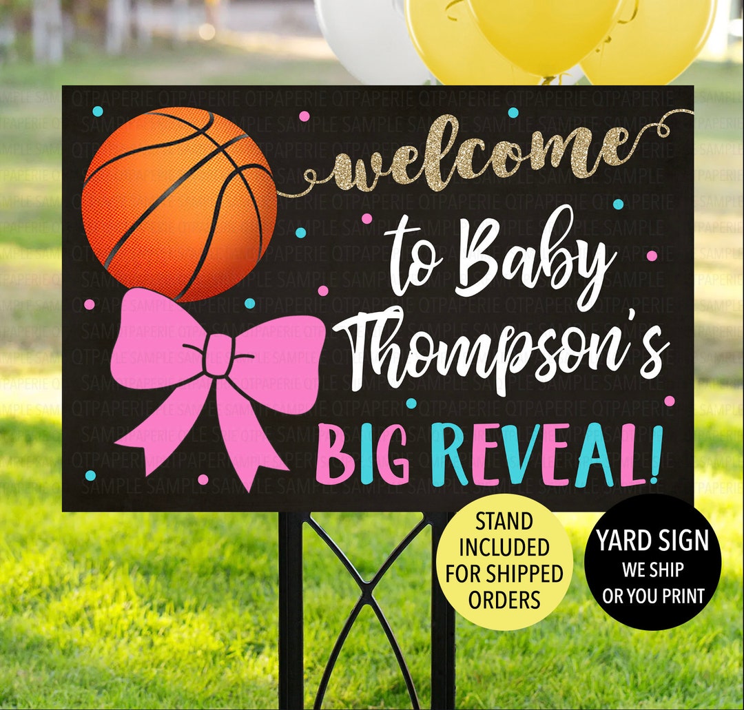 Basketball Gender Reveal Sign, Basketball Reveal Yard Sign