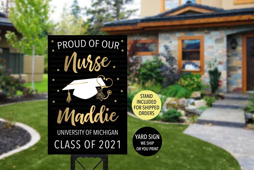 Nurse Graduate Yard Sign Nurse Yard Sign Gold Nurse Etsy
