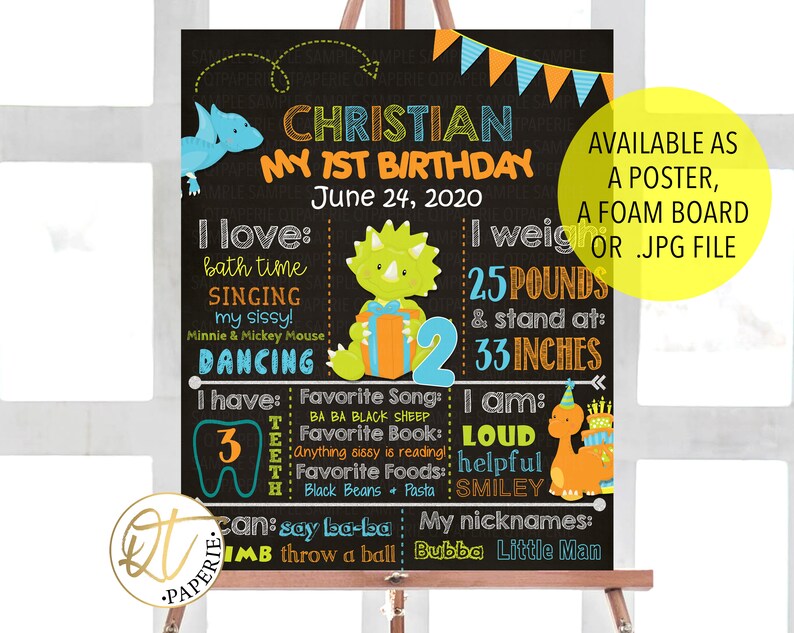 Dinosaur Birthday Decoration Dinosaur 1st Birthday Poster Dinosaur Birthday Sign Dinosaur First Birthday Chalkboard Sign Dinosaur Sign