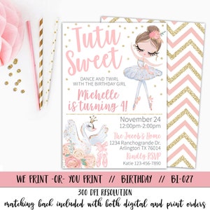 Ballerina Birthday Invitation, Ballerina Invitation, Ballet Birthday, Swan Ballerina Birthday, Tutu Birthday, Tutu Invitation, Swan Ballet