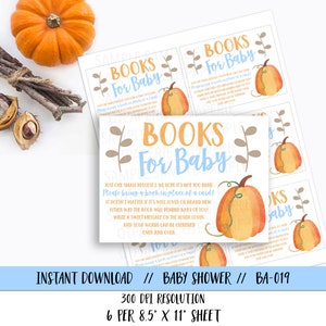 Pumpkin Books for Baby, Pumpkin Baby Shower, Fall Baby Shower, Fall Books for Baby, Boy Pumpkin Books for Baby, Blue Pumpkin Baby Shower