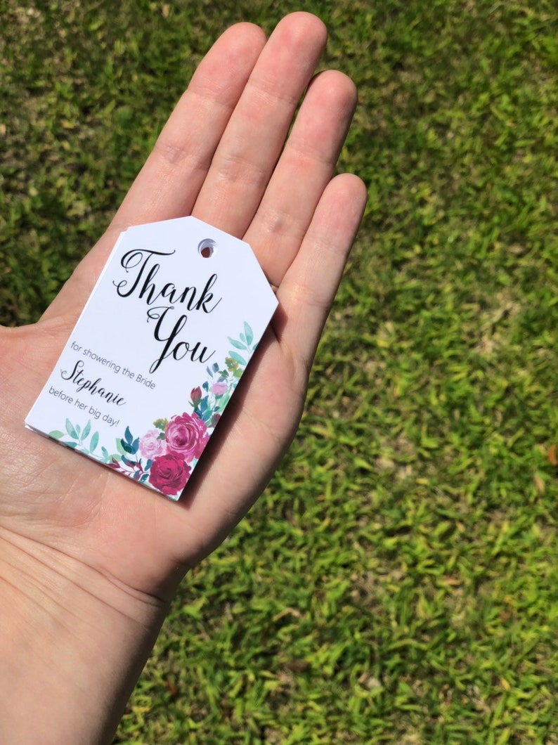 Rose Bridal Shower Thank You Tag Flower Bridal Shower Tag Etsy