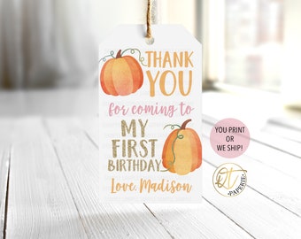 Pumpkin Birthday Tag, Pumpkin First Birthday Tag, Pumpkin Party Favor Tag, Pumpkin 1st Birthday Decor, Pumpkin Tag, Pumpkin Thank You Tag