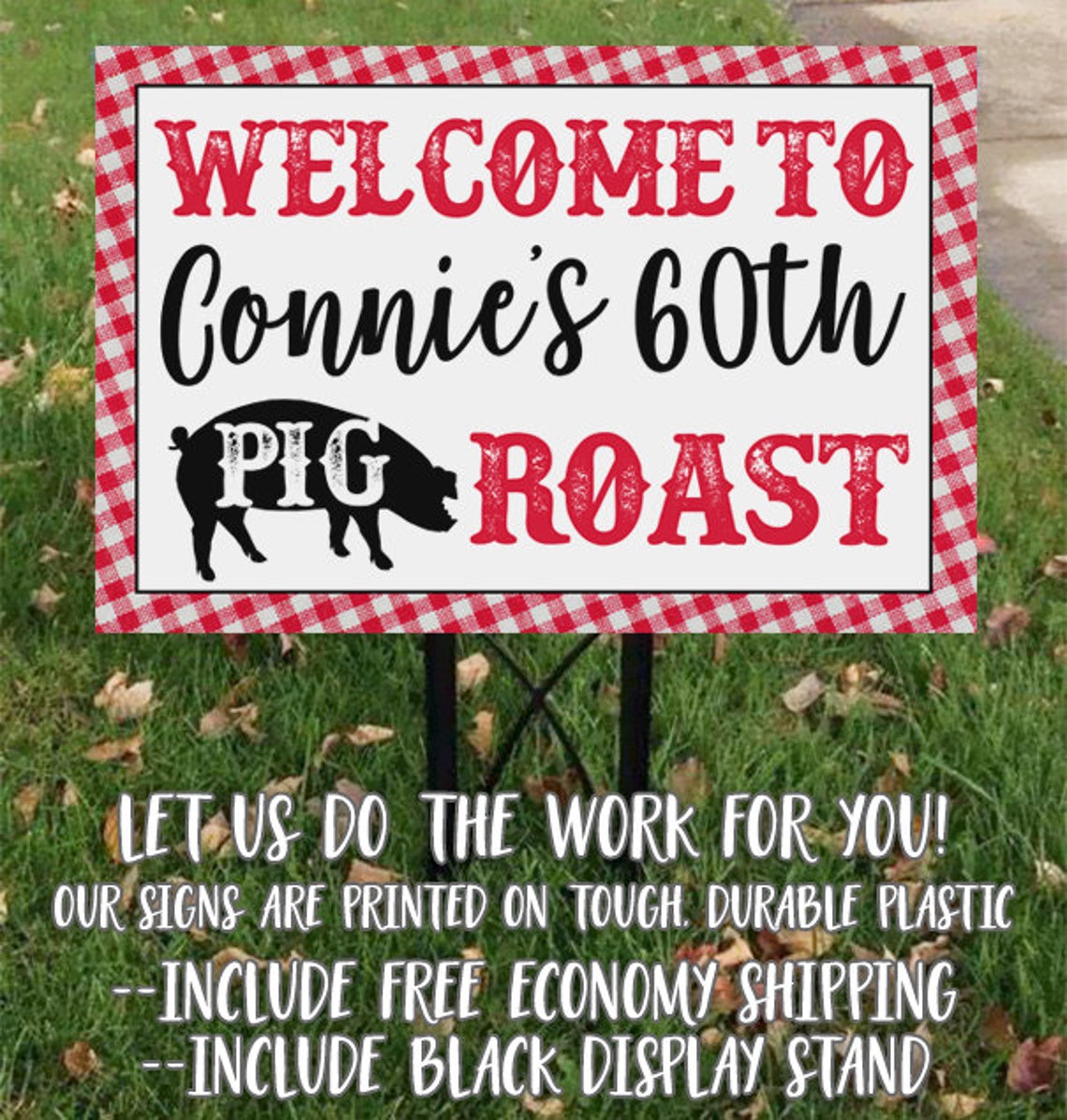 Pig Roast Sign Pig Roast Yard Sign Barbeque Sign BBQ Party Etsy