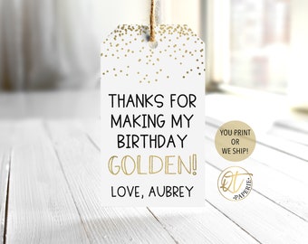 Golden Birthday Tag, Gold Party Favor Tag, Gold Birthday Party Tag, Boy Golden Birthday Thank You, 10th Golden Birthday Decoration