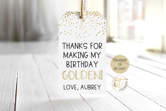 Golden Birthday Tag, Gold Party Favor Tag, Gold Birthday Party Tag, Boy Golden Birthday Thank You, 10th Golden Birthday Decoration