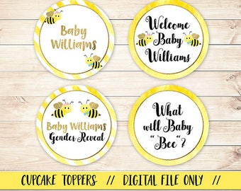 Biene-Cupcake-Topper, Geschlecht offenbaren Cupcake, Baby Bee Cupcake Topper, Biene Tag, Baby Bee Geschlecht offenbaren, Bee-Baby-Dusche,