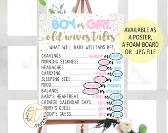 Firework Gender Reveal Printable, Firework Old Wives Tales, New Years Reveal, July Gender, Firework Vote Sticker, Firework Welcome Sign