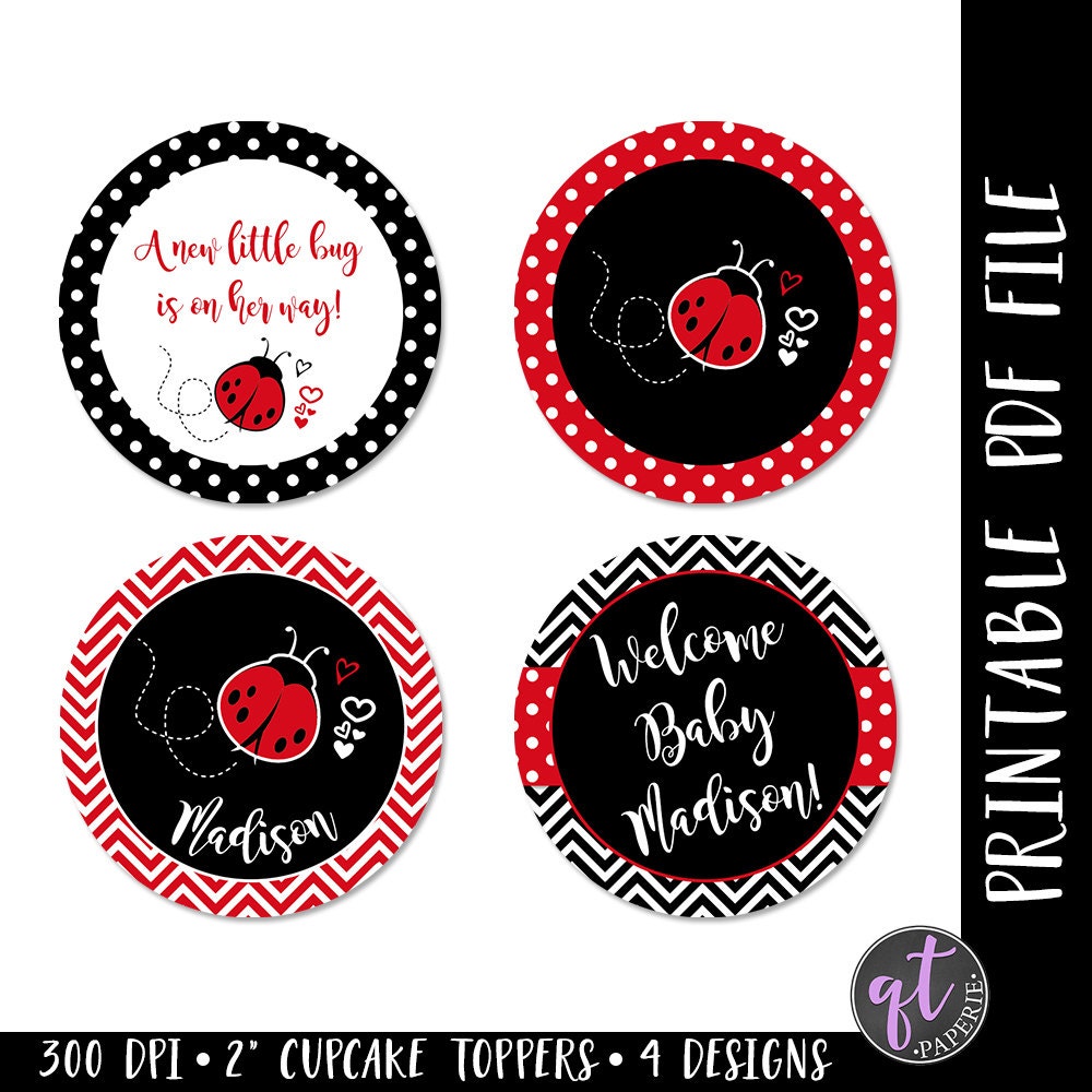 Ladybug Cupcake Toppers Ladybug Baby Shower Ladybug Etsy