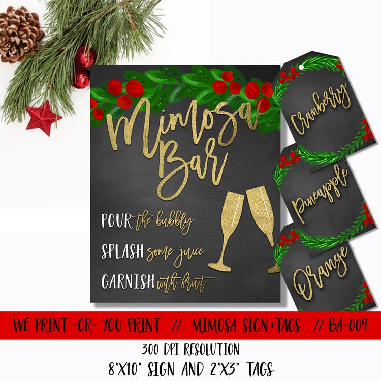 PRESTIGE Mimosa Bar Supplies | Brunch Decorations & Mimosa Bar Kit,  Christmas Party Supplies w/ Bubbly Bar Sign & Banner Set, Holiday Bridal  Shower