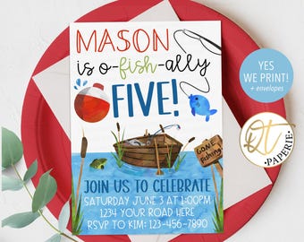 Ofishally Five Invitation, Fishing Birthday Invitation, Fish 5th Birthday Invite, The Big One Invitation, O Fish Ally Invitation, Fifth