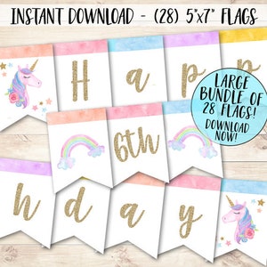 Unicorn Banner, Magical Birthday Banner, Unicorn Birthday Banner, Rainbow Birthday Banner, Unicorn Printable Banner, Magical Banner image 1