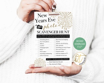 New Years Eve Photo Scavenger Hunt, Kids New Years Eve Scavenger Hunt, New Years Party Game Printable, NYE game, New Years Eve Decoration