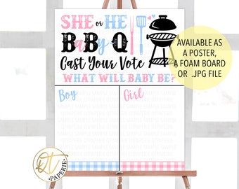 Baby Q Gender Voting Sign, BBQ Reveal, BBQ Gender Reveal Party, Baby Q Gender Reveal Decoration, Bun Oven Reveal, Barbeque Gender Reveal