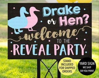 Letrero de revelación de género de Drake o gallina, Letrero de bienvenida para revelación de género de Drake o gallina, Revelación de género de caza, Revelación de género de cazador, Revelación de género de caza de patos