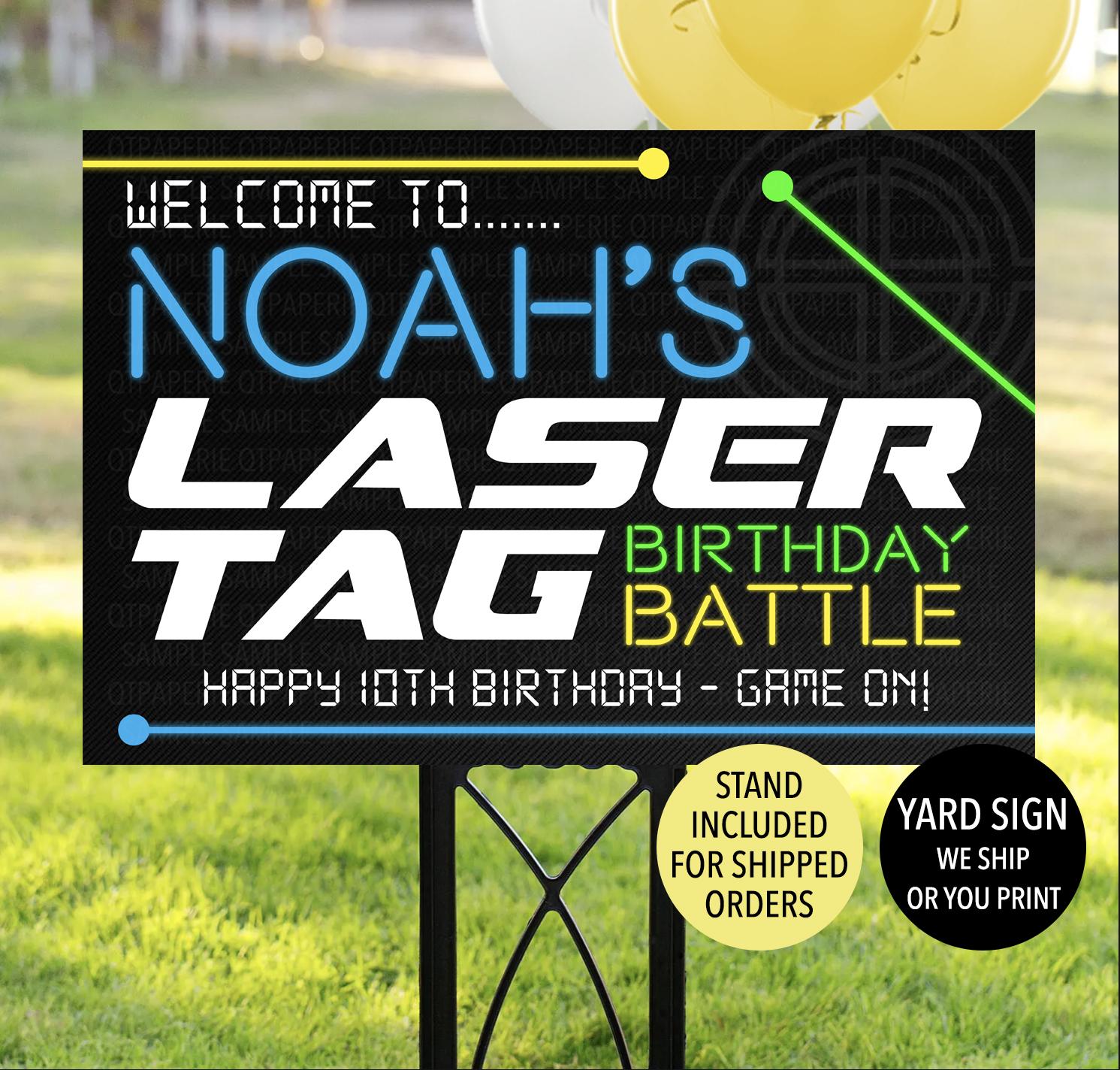 Laser Tag Birthday Sign, Laser Tag Welcome Sign, Neon Birthday Yard Sign, Laser Tag Party Sign, Neon Theme, Birthday Decor