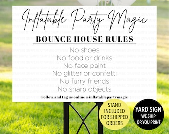 Bounce House Rules Sign, Printed Inflatable Company Sign, Inflatable Rules Yard Sign, Bounce House Business Advertisement Sign, Rental