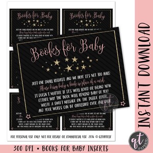 Twinkle Twinkle Little Star Books for Baby Card, Little Star Books for Baby Insert, Girl Twinkle Twinkle Little Star Baby Shower Insert