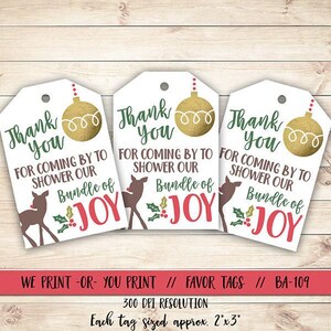 Étiquette de Noël, étiquette de baby shower de Noël, shower de bébé lot de joie, étiquette de remerciement de Noël, étiquette de faveur de baby shower de Noël