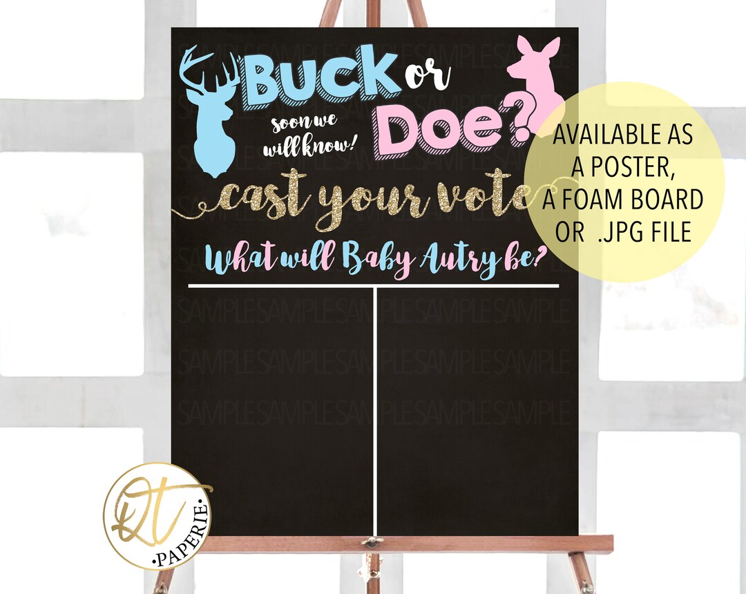 MAGJUCHE Deer Gender Reveal Stickers, 2inch 40 Team Doe Team Buck...
