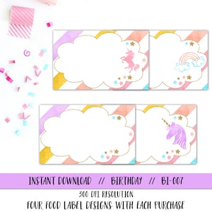 Eenhoorn Voedseltent, Eenhoorn Voedseletiket, Regenboog Voedseletiket, Regenboog Voedseltent, Eenhoorn Verjaardag Voedseltent, Eenhoorn Partij Etiket, Regenboogfeest