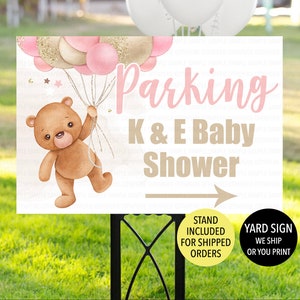 Bearly Baby Shower Parking Sign, We Can Barely Wait Sign, Teddy Bear Parking Direction Sign, Bearly Baby Shower Decoration Template Corjl