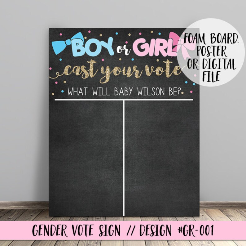 Gender Vote Sign Gender Reveal Sign Boy or Girl Vote Bow or | Etsy